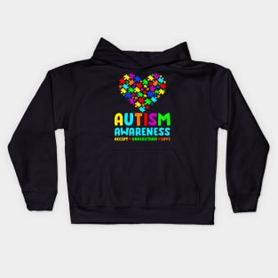 Autism Puzzle Heart Love Accept Understand Autism Awareness Kids Hoodie